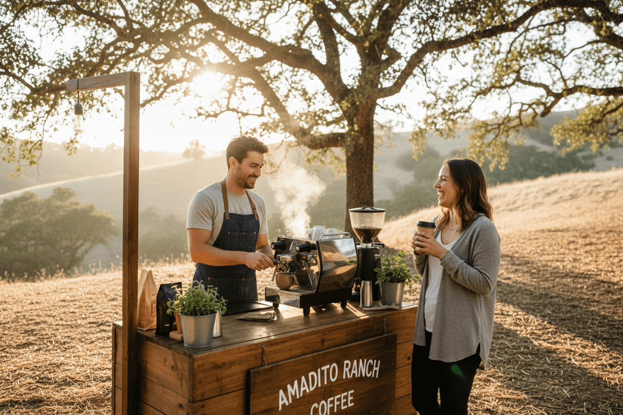 Barista serving customer at Miel Cafe